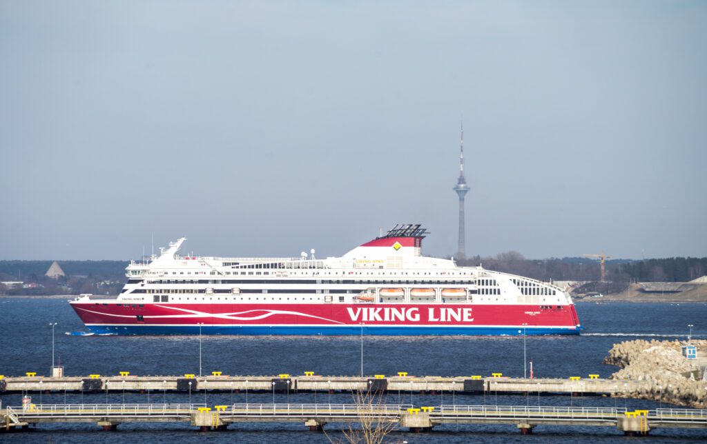 The Viking ship departing from the port of Tallinn